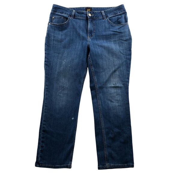 Lee Womens Jeans Size 16WP Smart Fit Stretch Blue Denim Classic Casual Straight - Picture 1 of 16